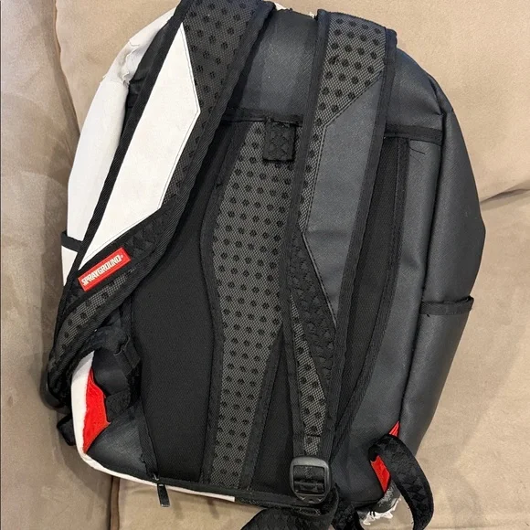 Sprayground Black and White Shark Backpack with Red Accents - Picture 7 of 7